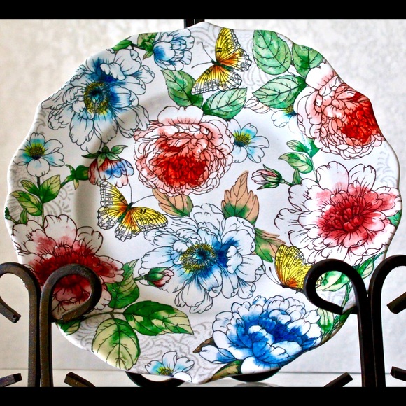 HARPER BY COVENTRY SALAD PLATE FLORAL BUTTERFLY NEW - Picture 3 of 5